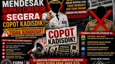 FORMASI Desak Bupati Cirebon Copot Kadisdik , Selamatkan Dana Bos dan Dunia Pendidikan