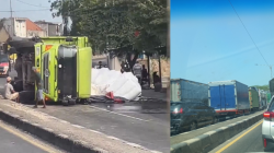 Truk Kontainer Terguling di Kandanghaur: Evakuasi Dinilai Lelet, Kemacetan Mengular 2 Kilometer